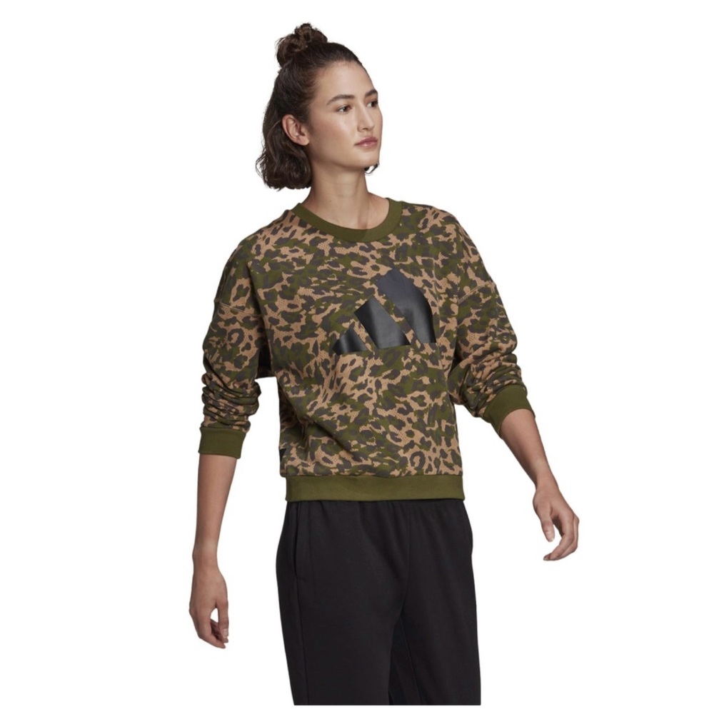 Adidas 3 stripes Green/Brown/Black Camo Sweatshirt Size Small
